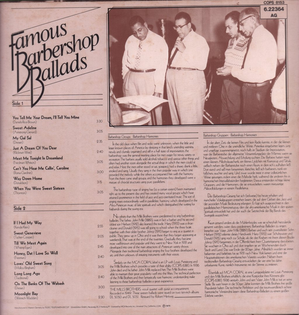Mills Brothers - Famous Barbershop Ballads - Lp