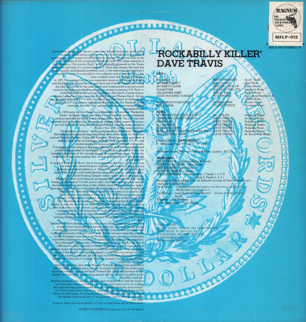 Dave Travis With The Bad River Band - Rockabilly Killer - Lp