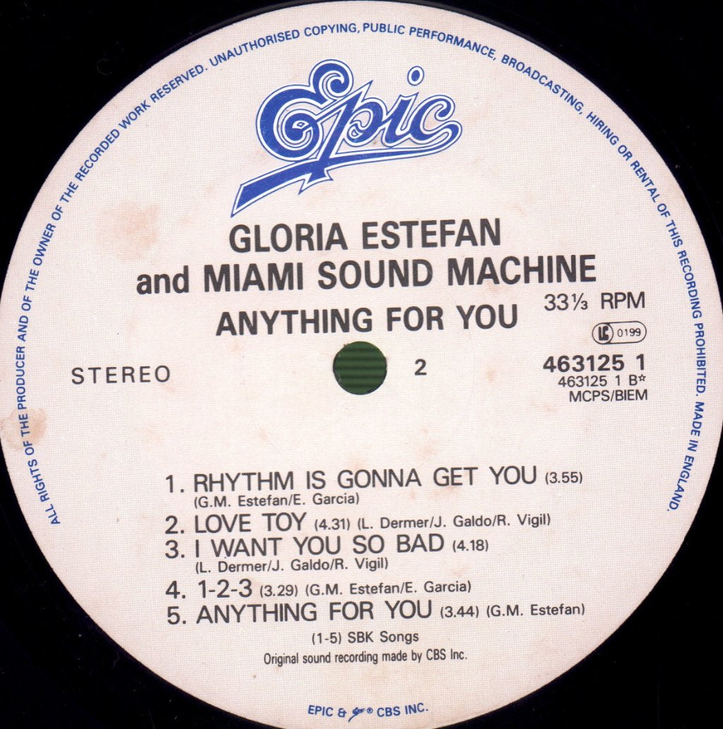 Gloria Estefan And Miami Sound Machine - Anything For You - Lp