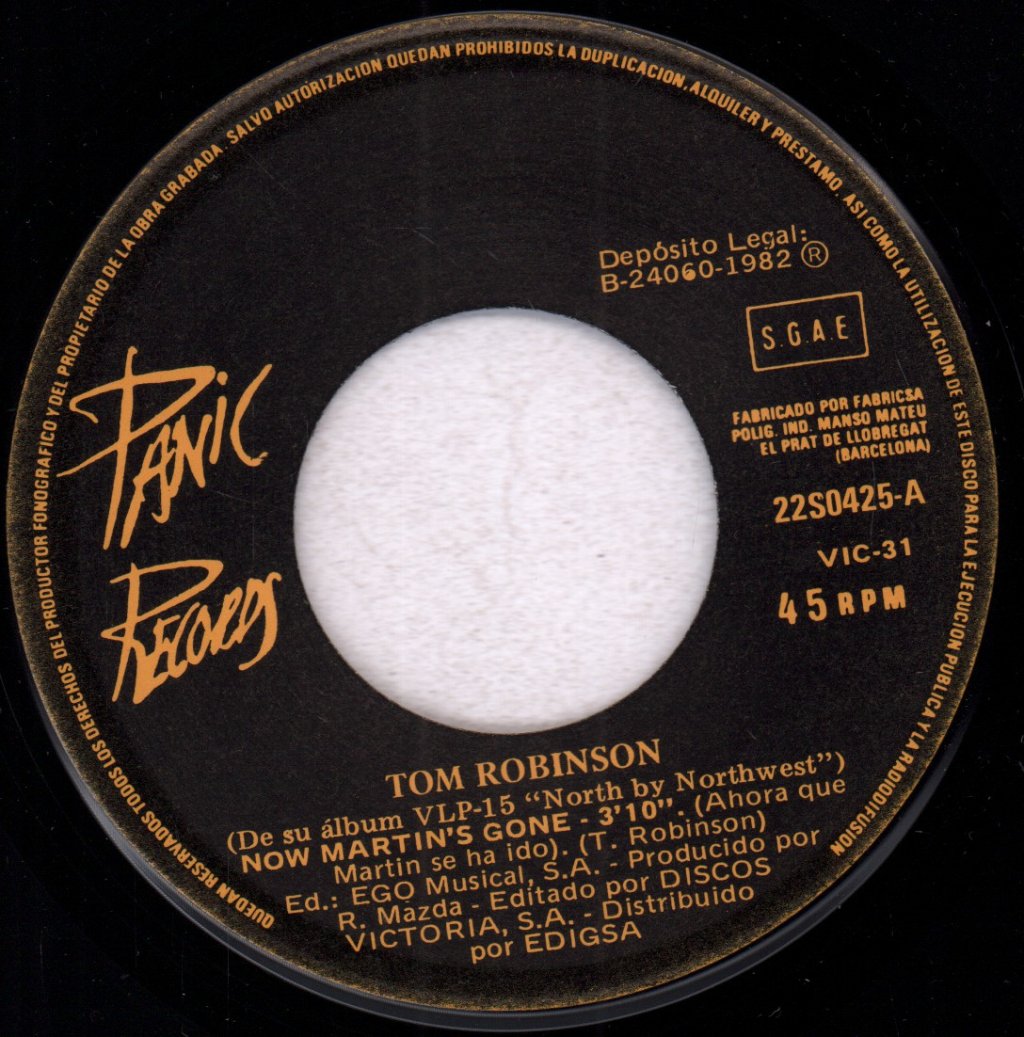 Tom Robinson Band - Now Martin's Gone - 7 Inch