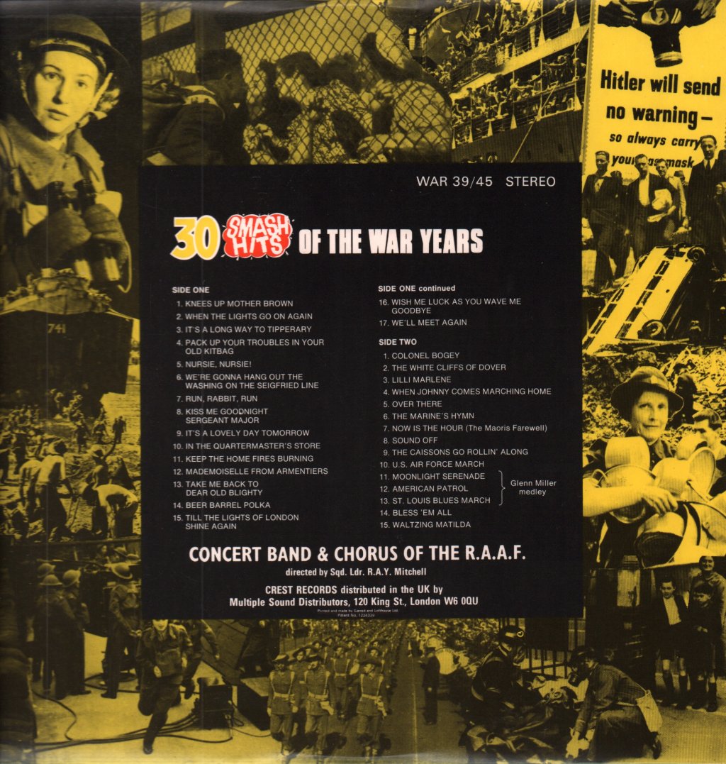 Concert Band And Chorus Of The R.a.a.f. - 30 Smash Hits Of The War Years - Lp