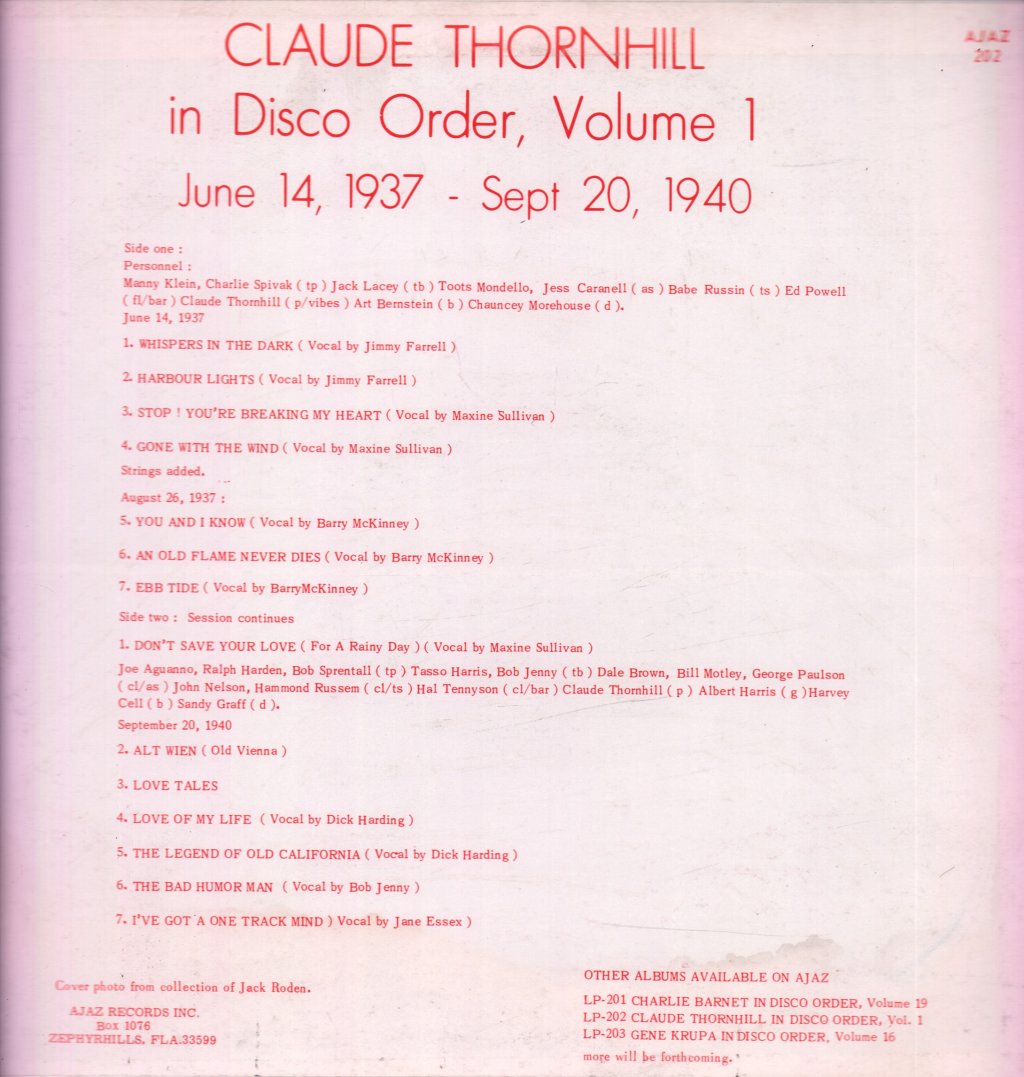 Claude Thornhill - In Disco Order, Volume 1 - Lp