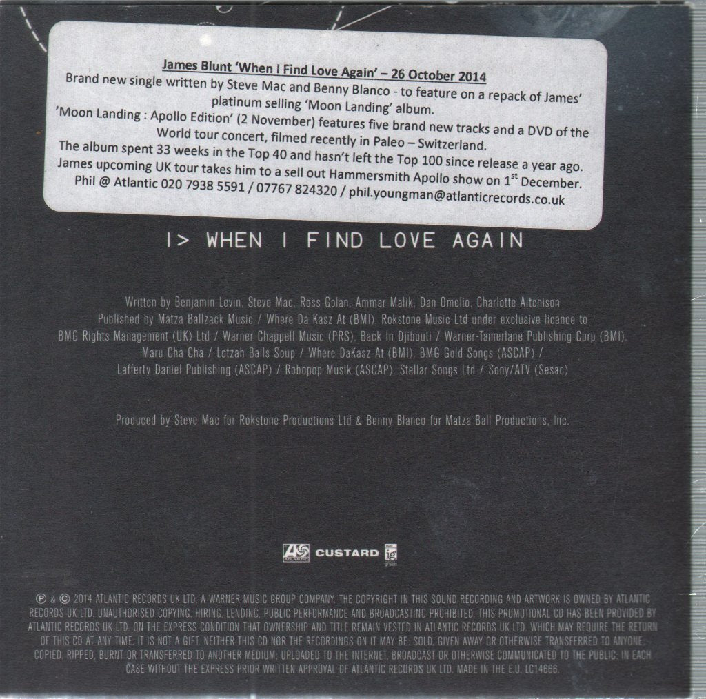 James Blunt - When I Find Love Again - Cdr