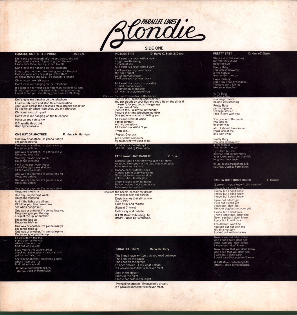 Blondie - Parallel Lines - Lp