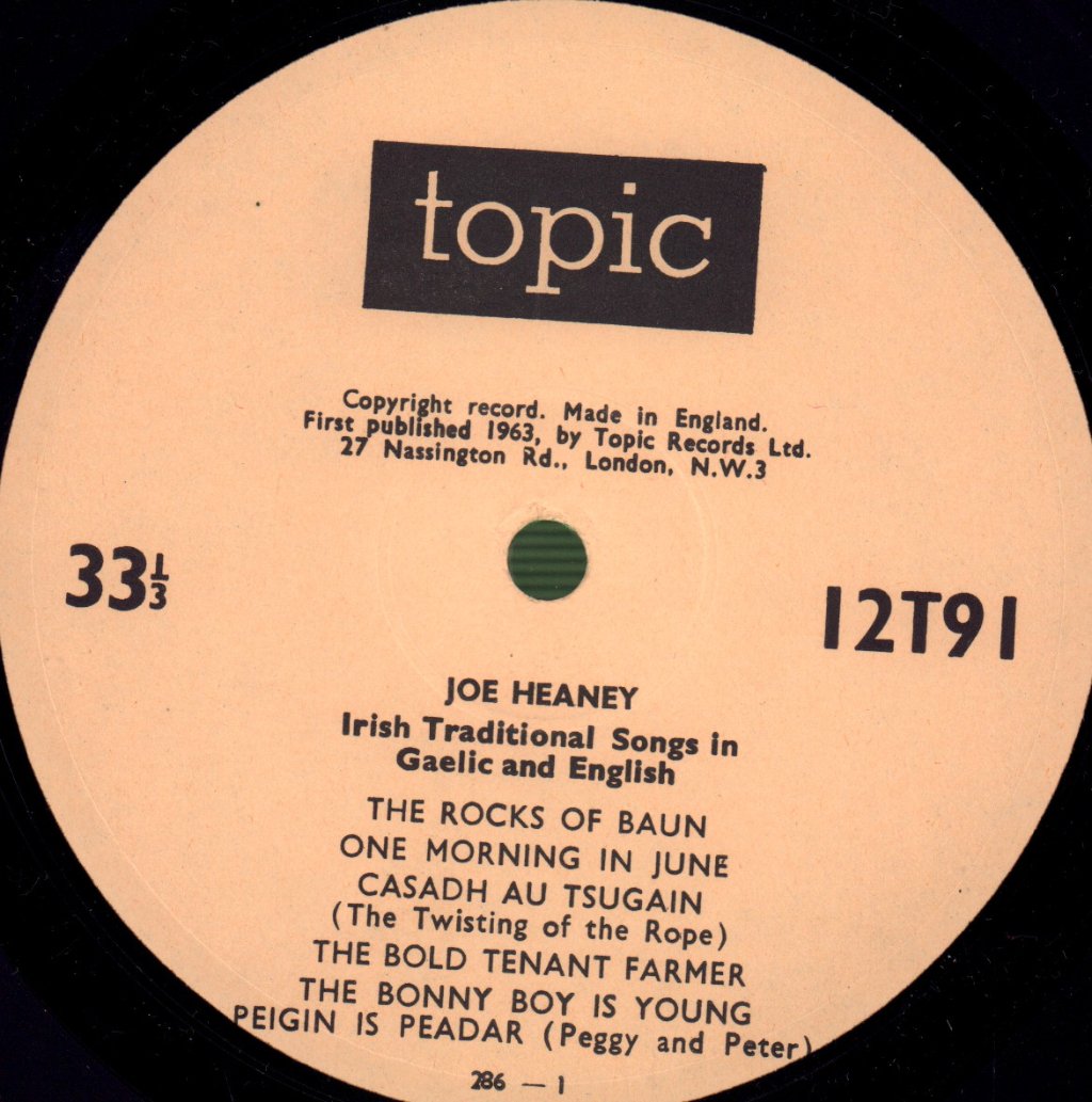 Joe Heaney - Irish Traditional Songs In Gaelic And English - Lp