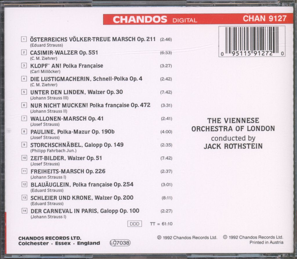 Jack Rothstein, Viennese Orchestra Of London - Vienna Première Volume 3 - Cd