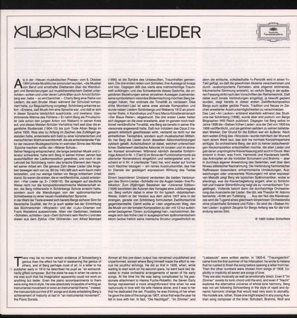 Margaret Marshall / Kari Lovaas / Dietrich Fischer-Dieskau / Geoffrey Parsons - Alban Berg - Lieder - Lp