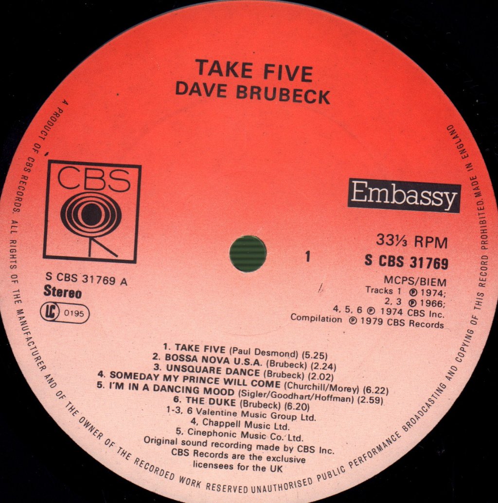 Dave Brubeck - Take Five - Lp