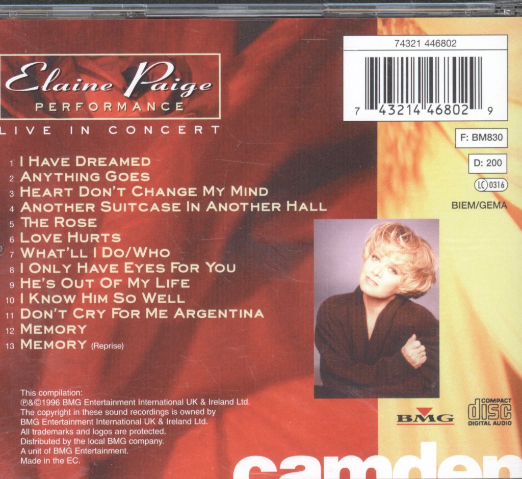 Elaine Paige - Performance (Live In Concert) - Cd