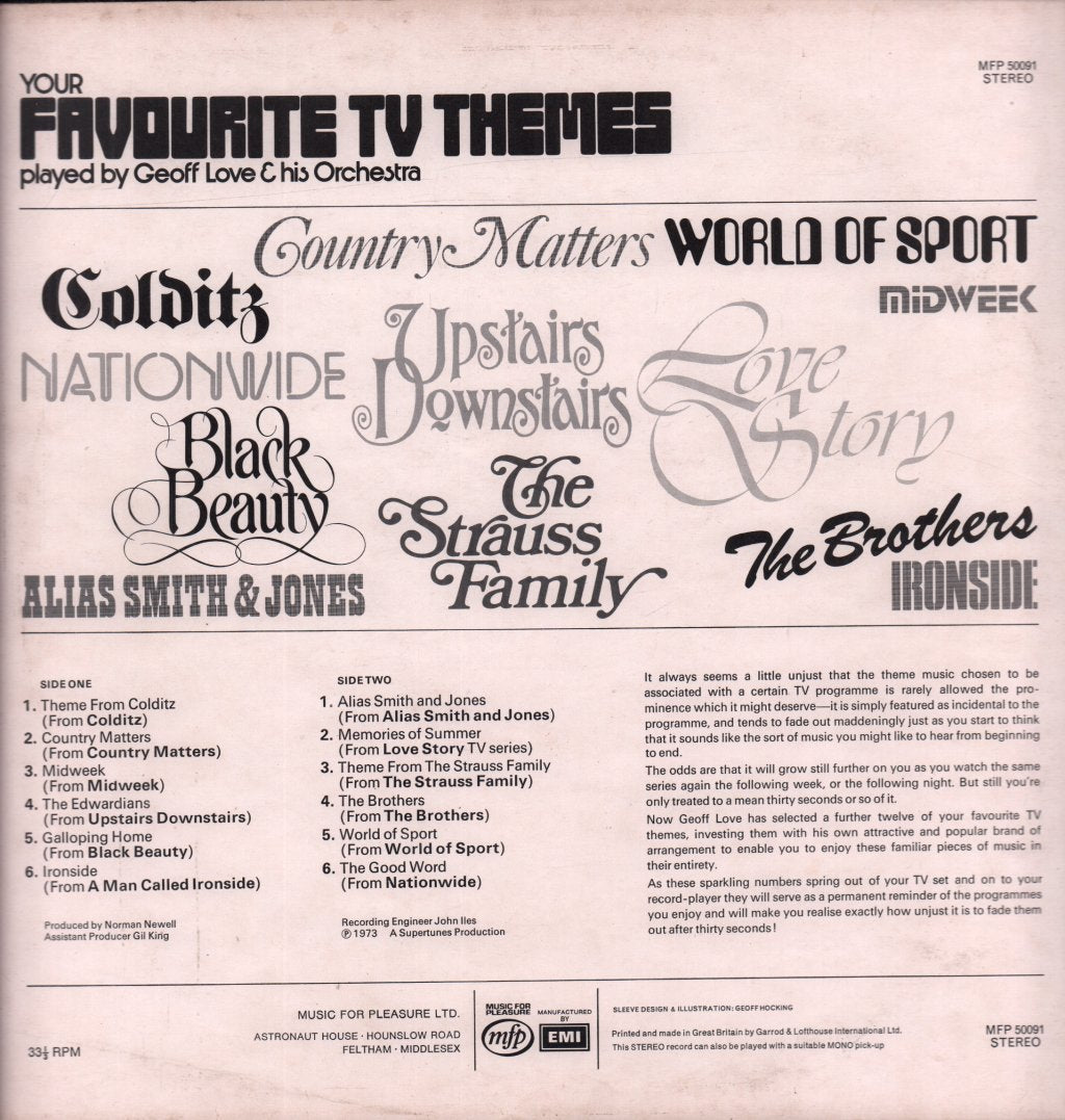 Geoff Love And His Orchestra - Your Favourite Tv Themes - Lp