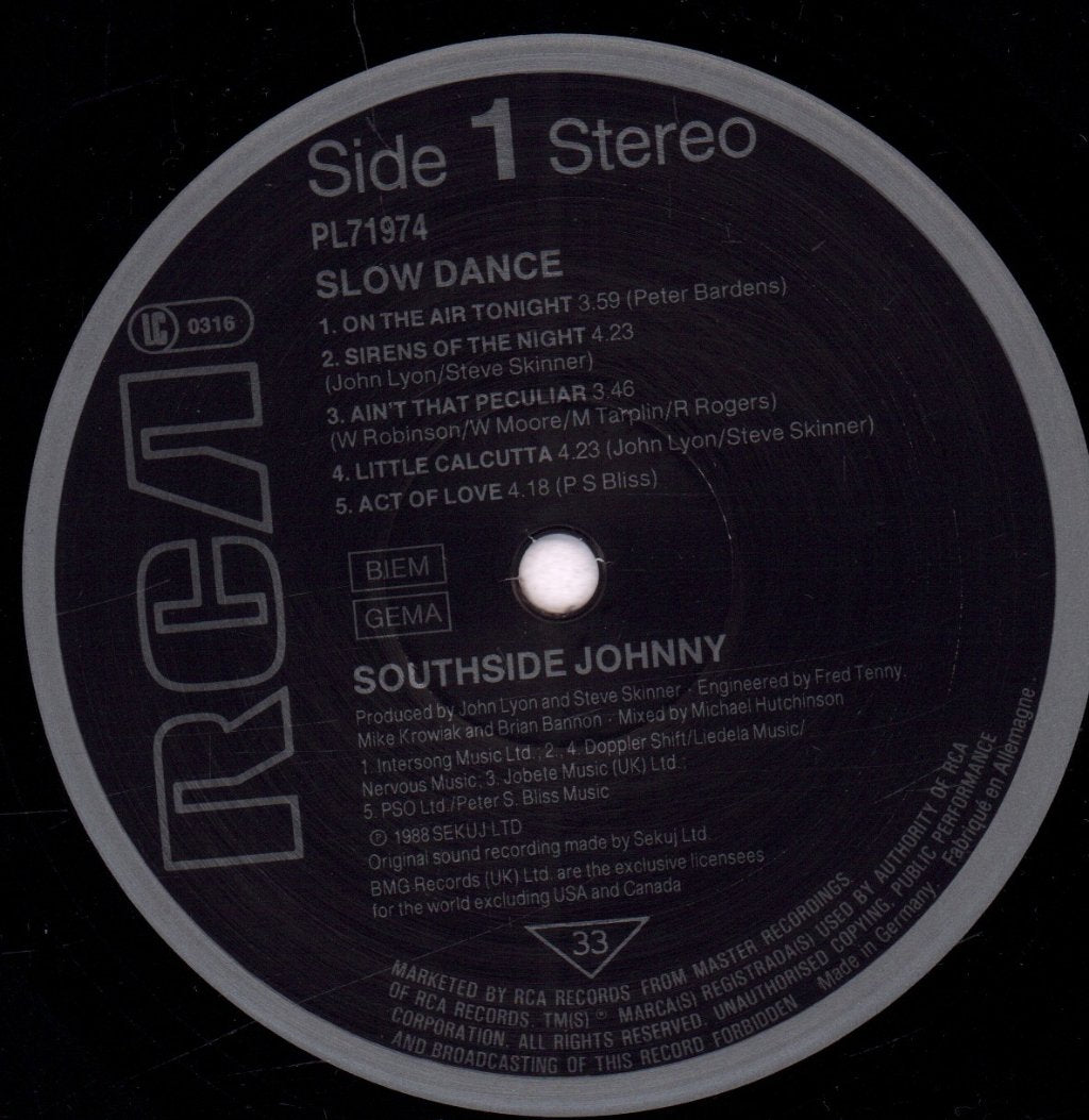 Southside Johnny - Slow Dance - Lp