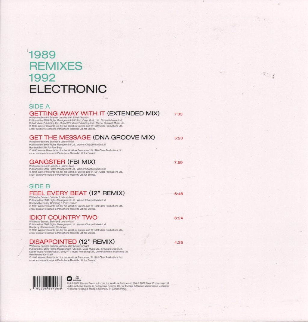 Electronic - 1989 Remixes 1992 - 12 Inch
