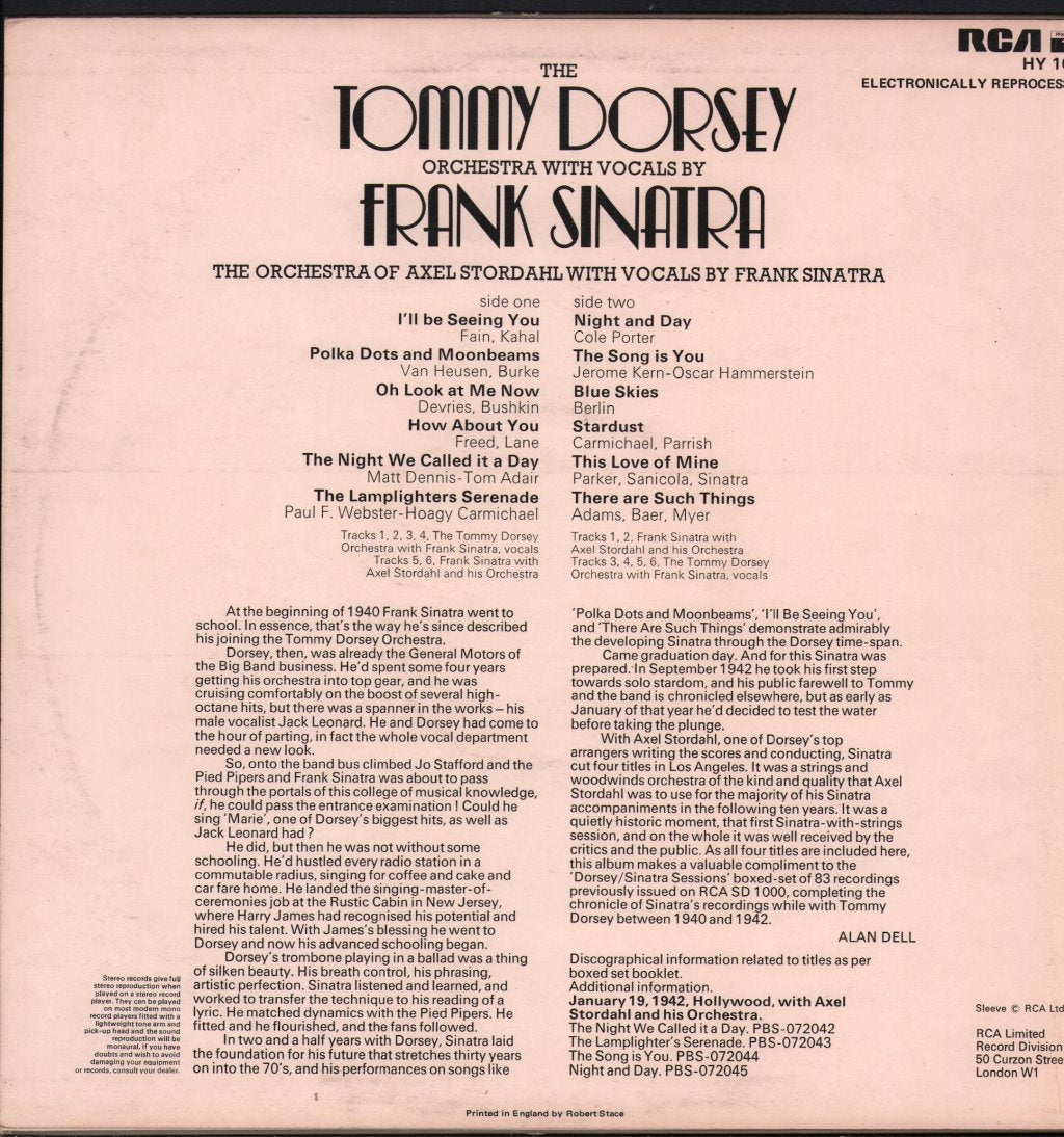 Tommy Dorsey And Frank Sinatra - Tommy Dorsey Orchestra With Frank Sinatra - Lp