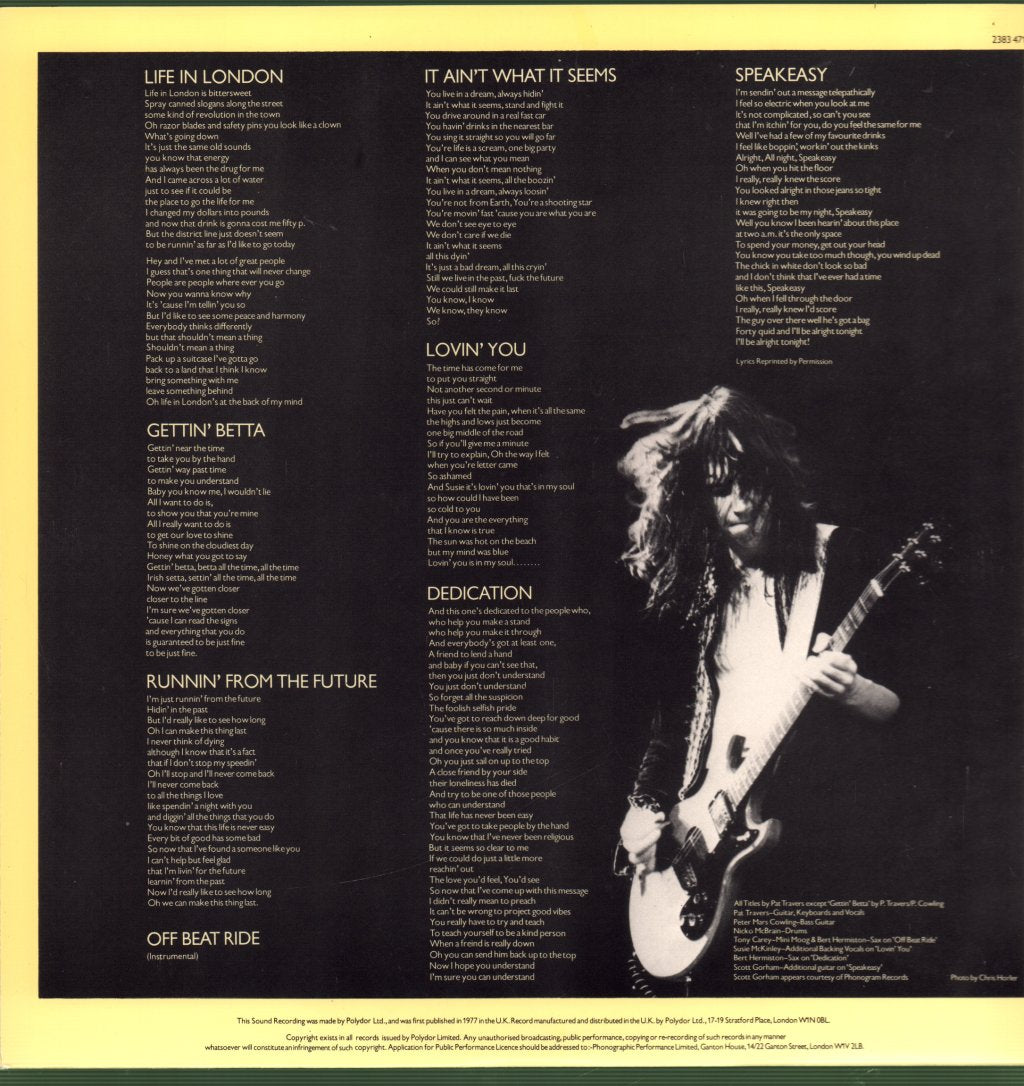 Pat Travers - Putting It Straight - Lp