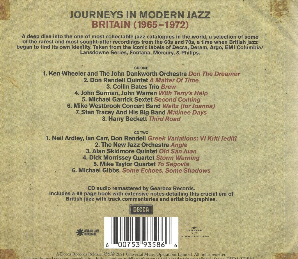 Various Artists - Journeys In Modern Jazz: Britain (1965-1972) - Double Cd