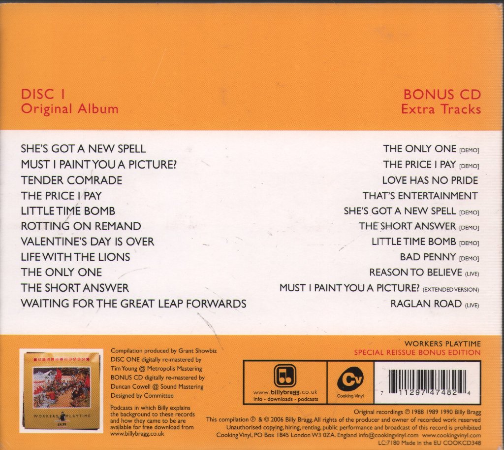 Billy Bragg - Workers Playtime - Double Cd