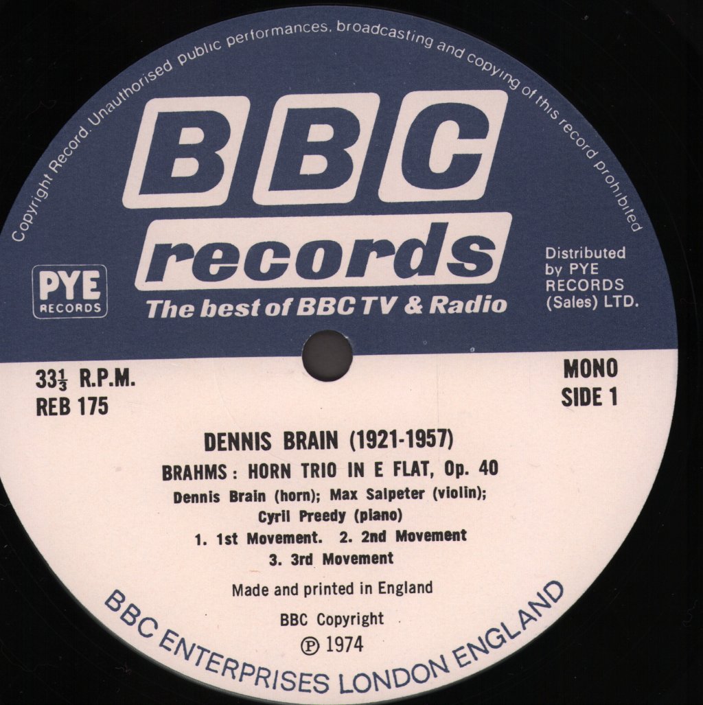 Dennis Brain - Unique BBC Sound Archive Recordings From His Last Broadcasts - Lp