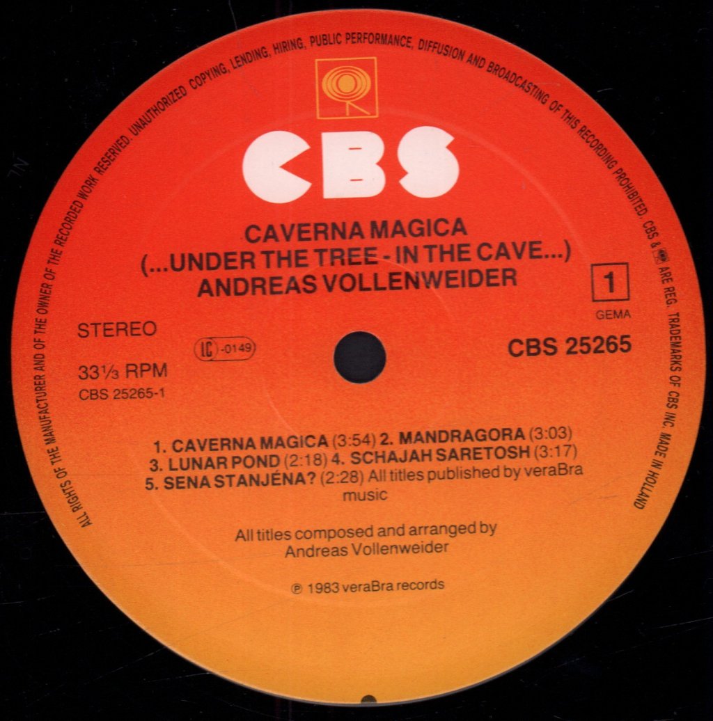 Andreas Vollenweider - Caverna Magica (...Under The Tree - In The Cave...) - Lp