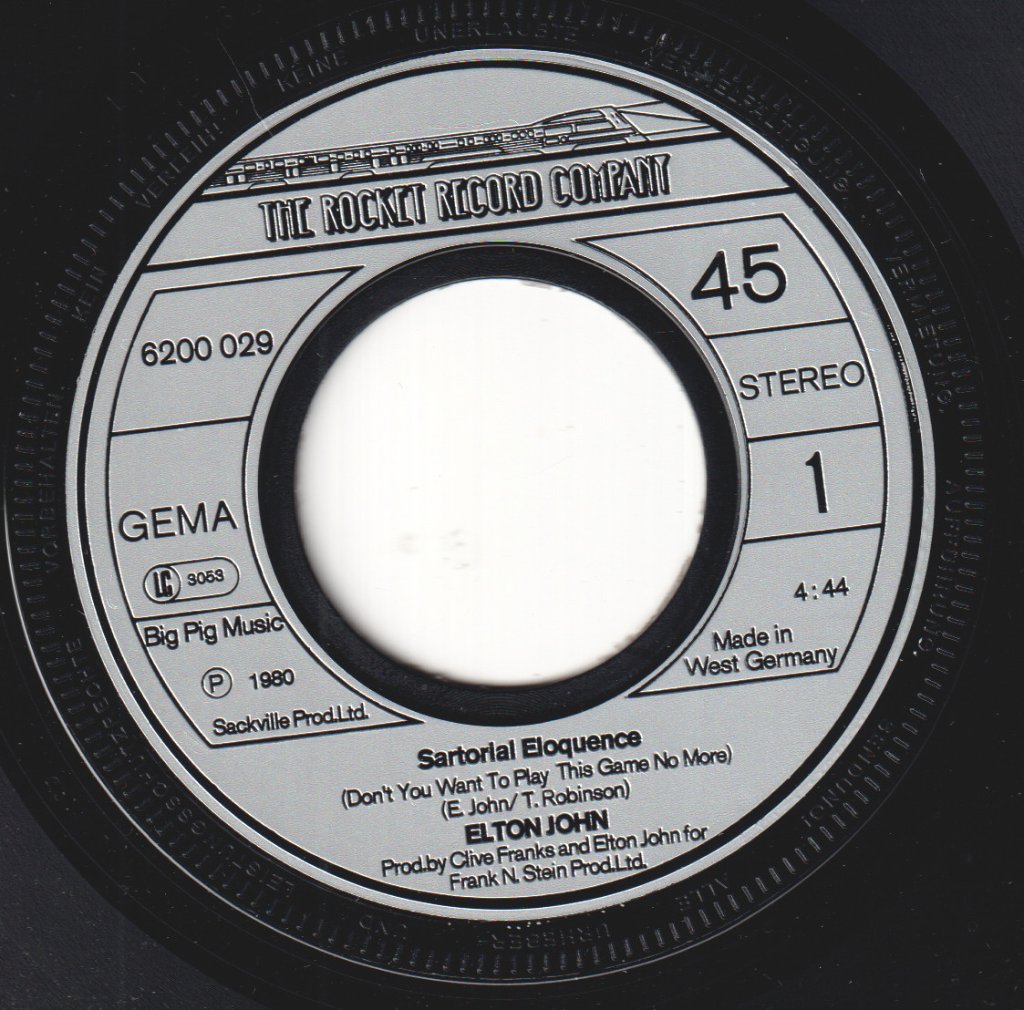 Elton John - Sartorial Eloquence - 7 Inch