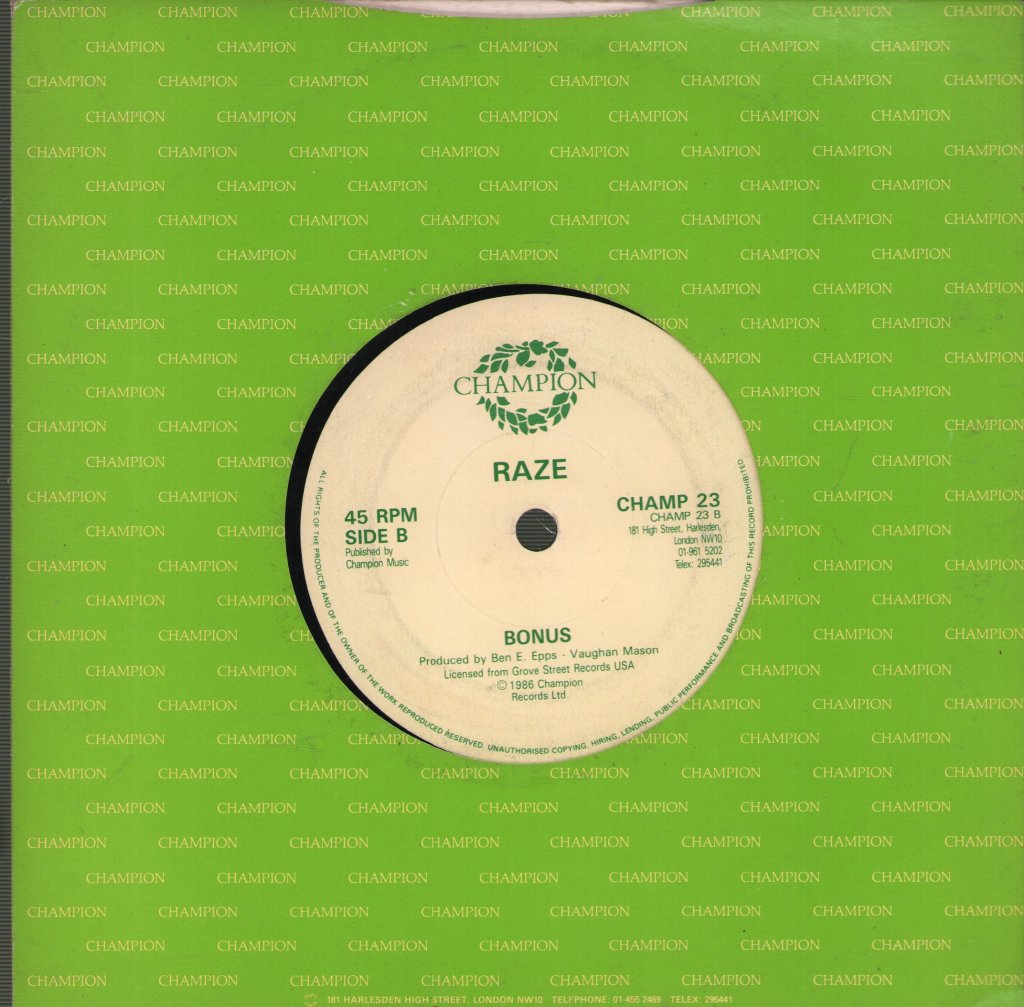 Raze - Jack The Groove - 7 Inch