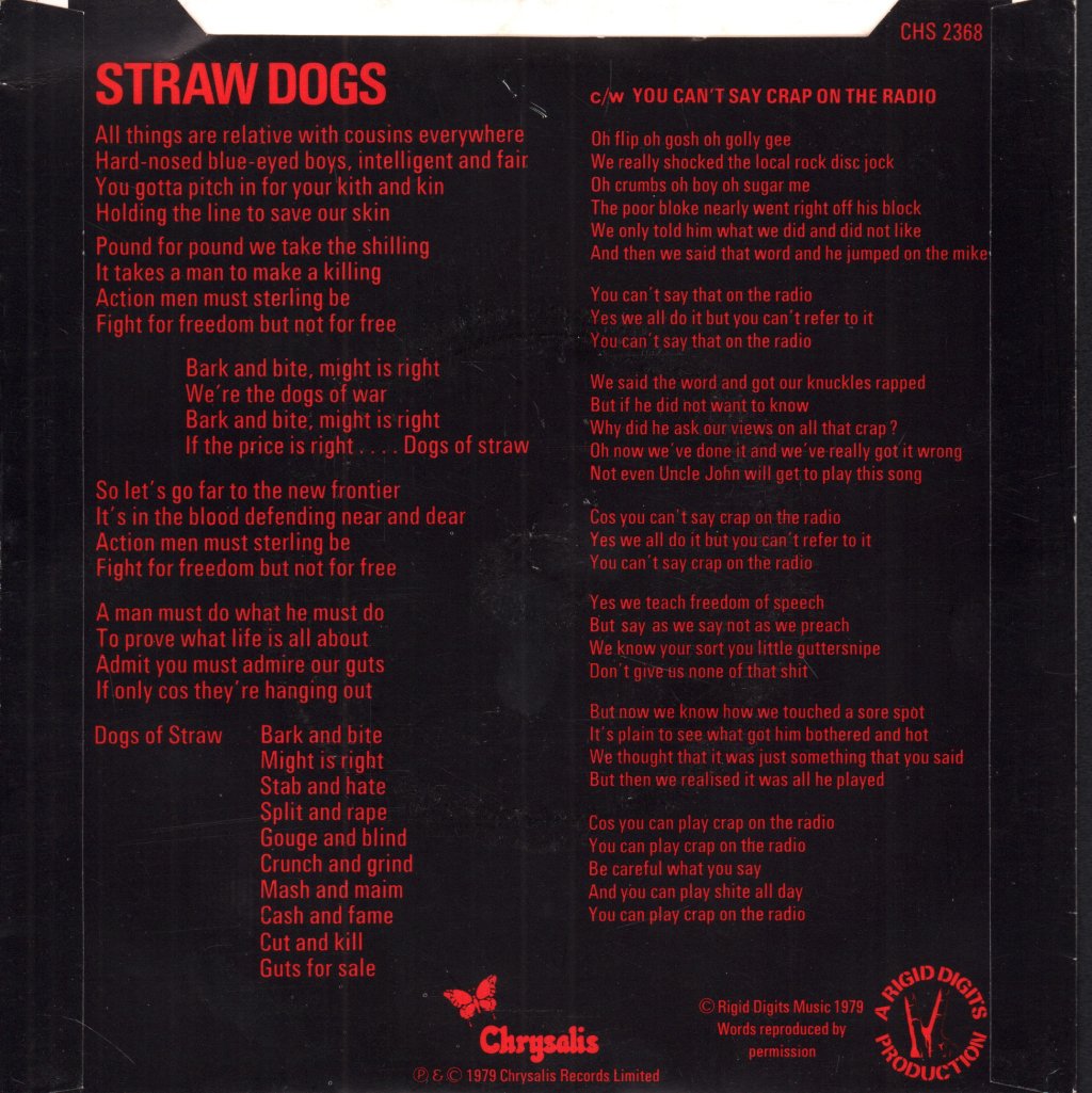 Stiff Little Fingers - Straw Dogs - 7 Inch