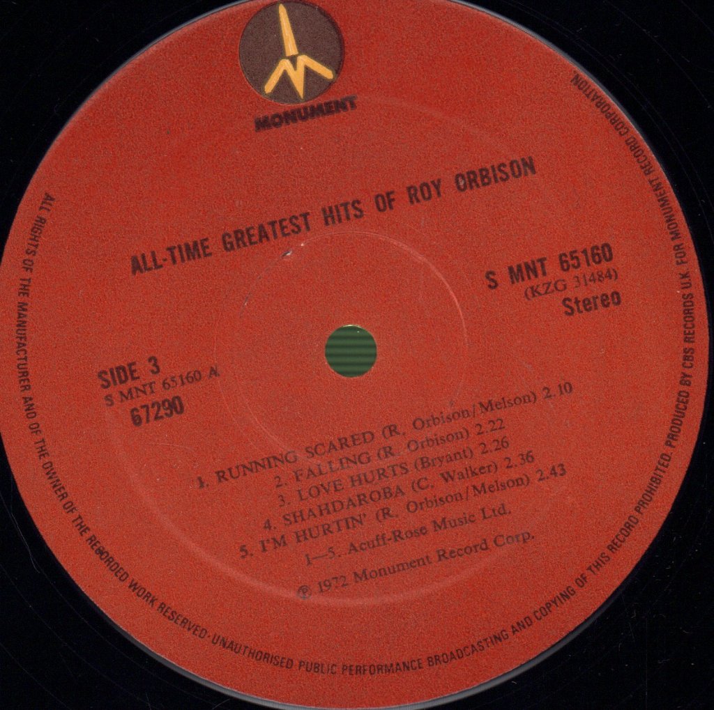 Roy Orbison - All Time Greatest Hits - Double Lp