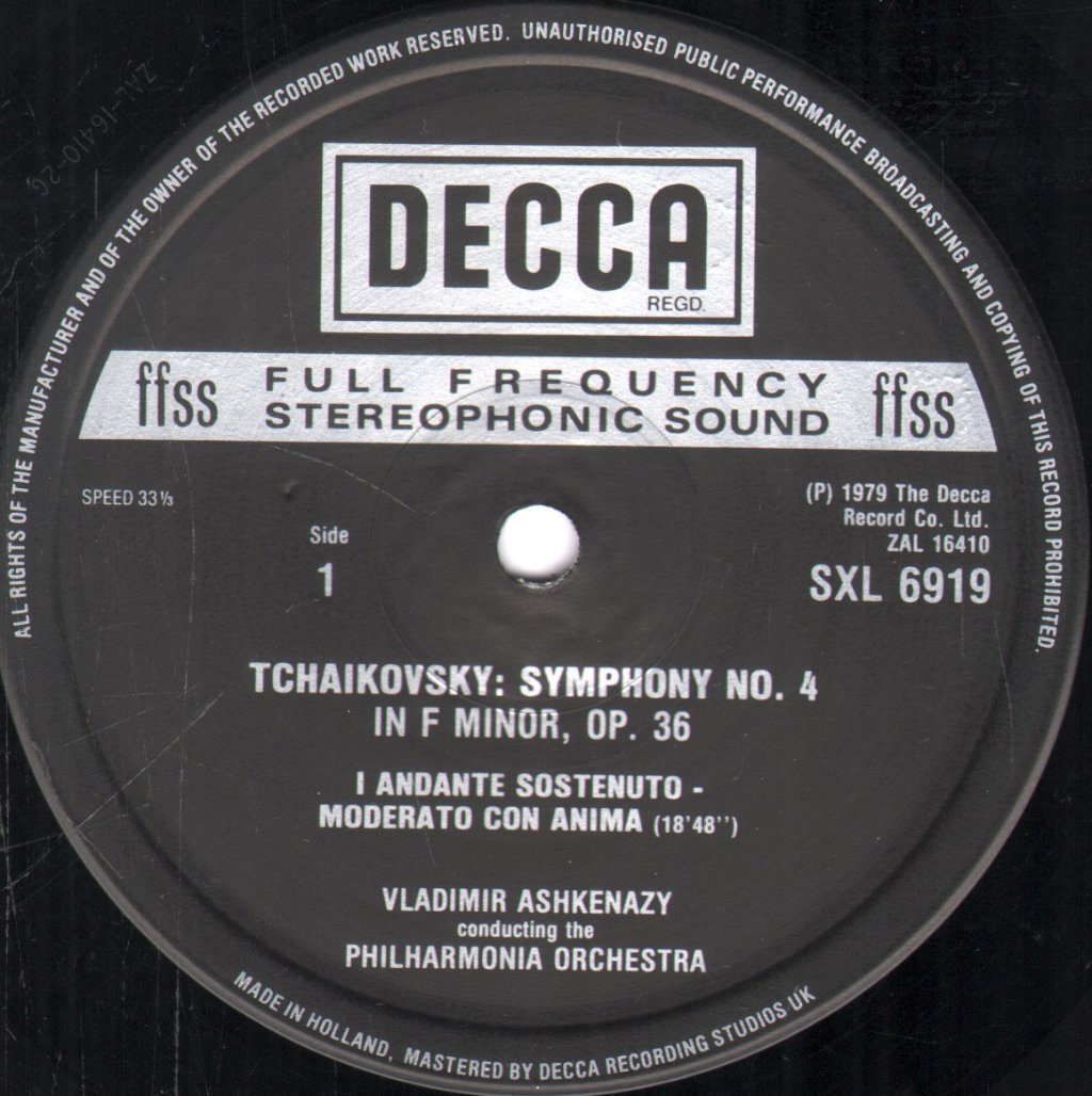 Vladimir Ashkenazy / Philharmonia Orchestra - Tchaikovsky - Symphony No.4 - Lp