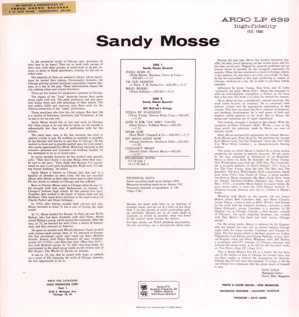 Sandy Mosse - Relaxin' With Sandy Mosse - Lp