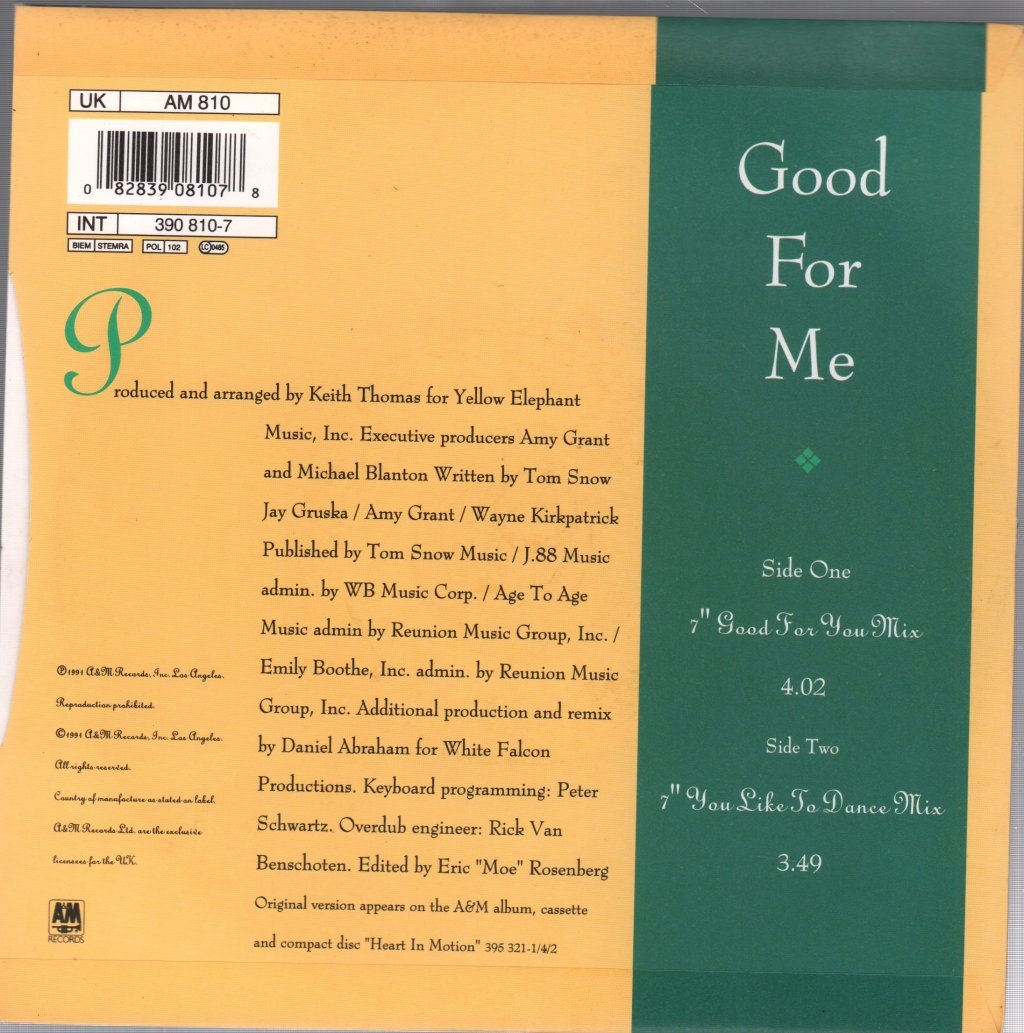 Amy Grant - Good For Me - 7 Inch