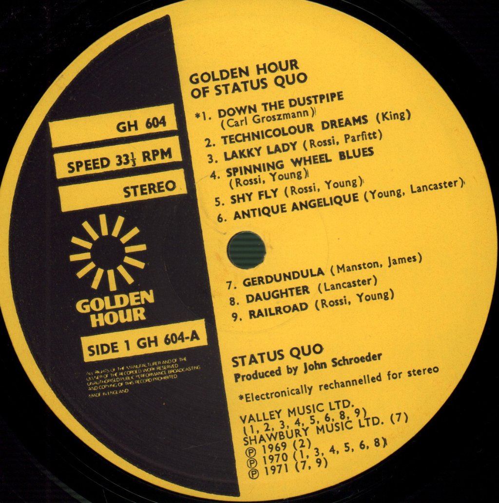 Status Quo - Down The Dustpipe - Lp