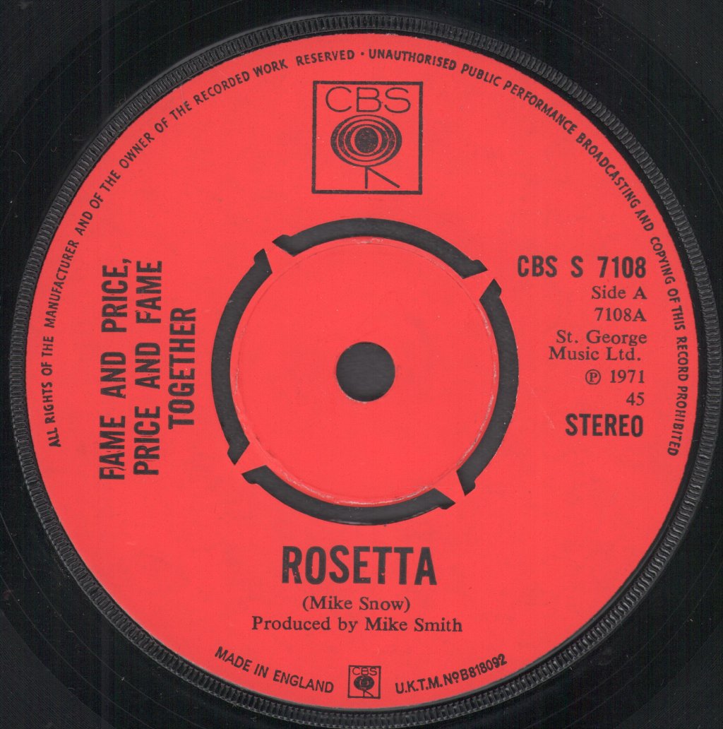 Fame And Price - Rosetta - 7 Inch