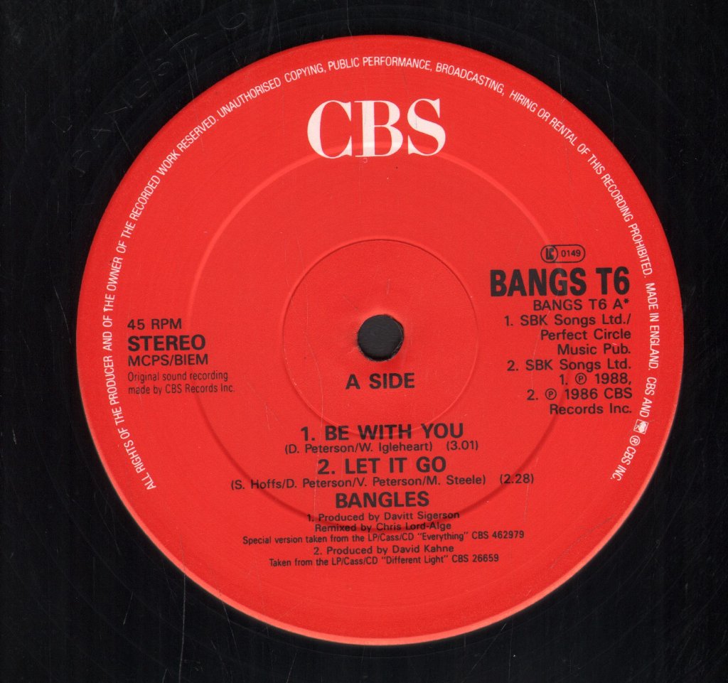 Bangles - Be With You - 12 Inch