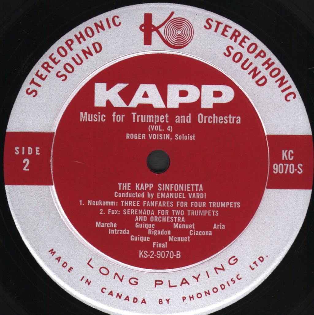 Roger Voisin / Emanuel Vardi / Kapp Sinfonietta - Music for Trumpet & Orchestra - Vol. 4 - Lp