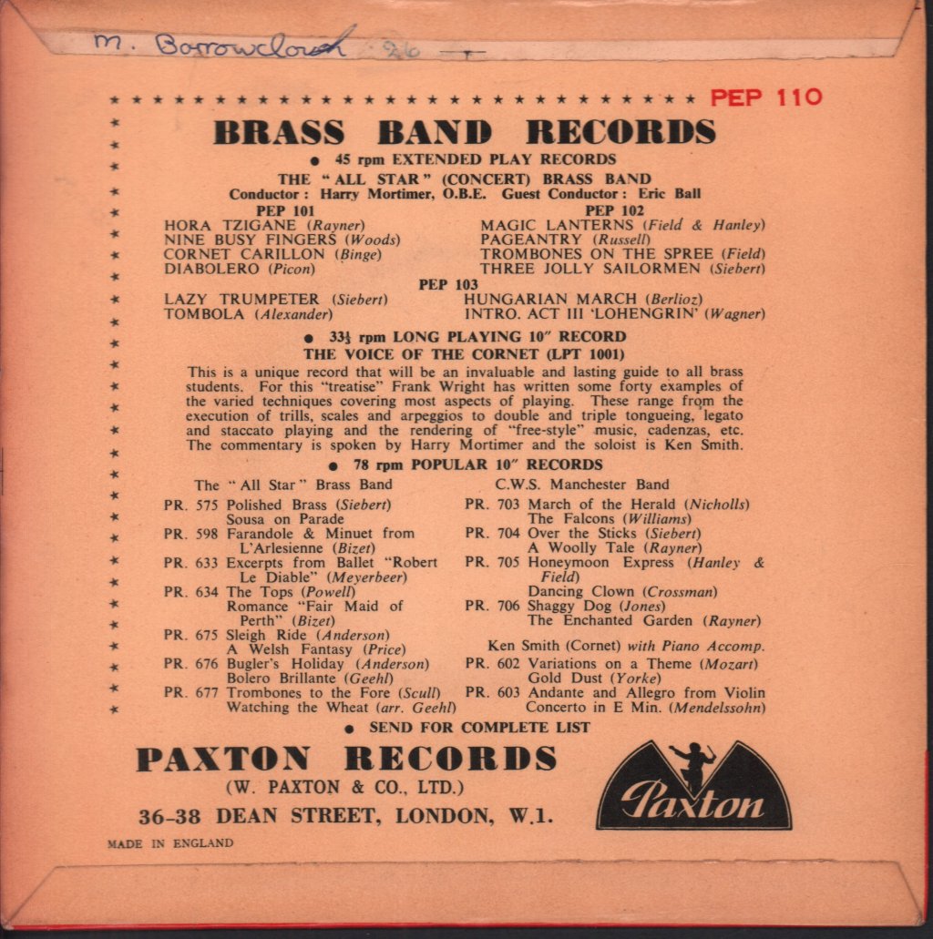 all star concert brass band - Music for Brass - 7 Inch