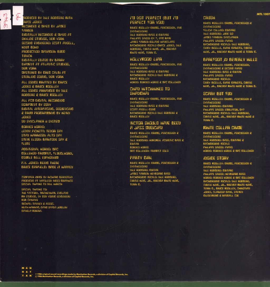 Grace Jones - Inside Story - Lp