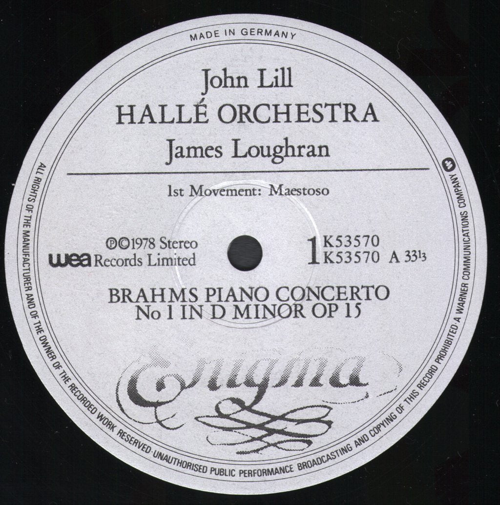 John Lill / James Loughran / Halle Orchestra - Brahms - Piano Concerto Nr. 1 in D Minor Op. 15 - Lp