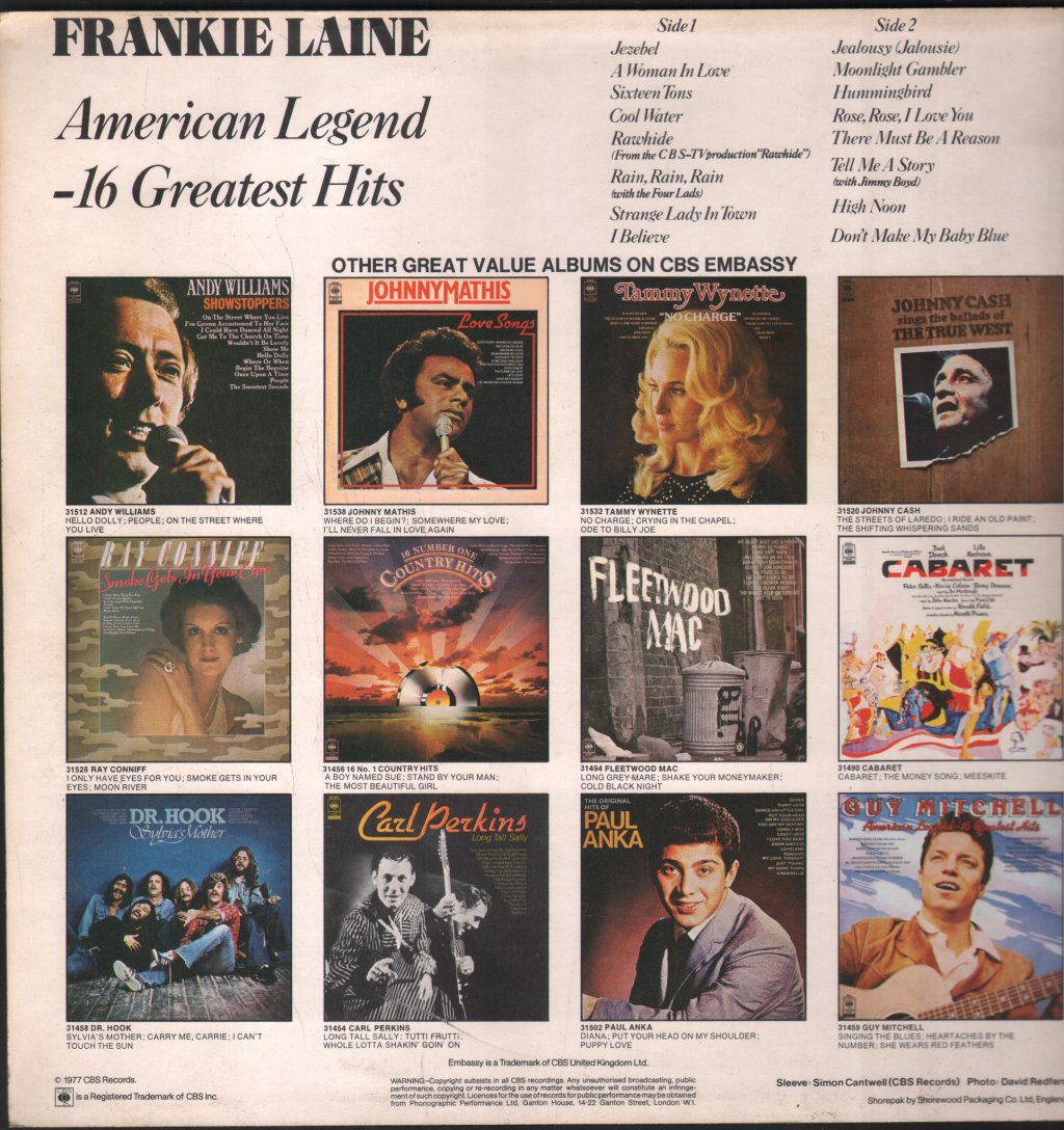 Frankie Laine - American Legend -16 Greatest Hits - Lp