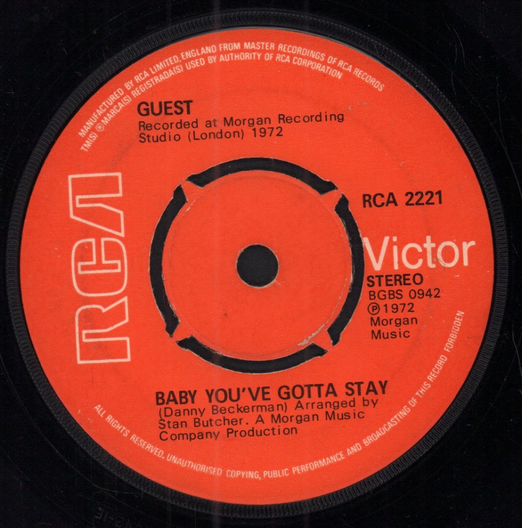 Guest (70s pop group) - Baby You've Gotta Stay - 7 Inch