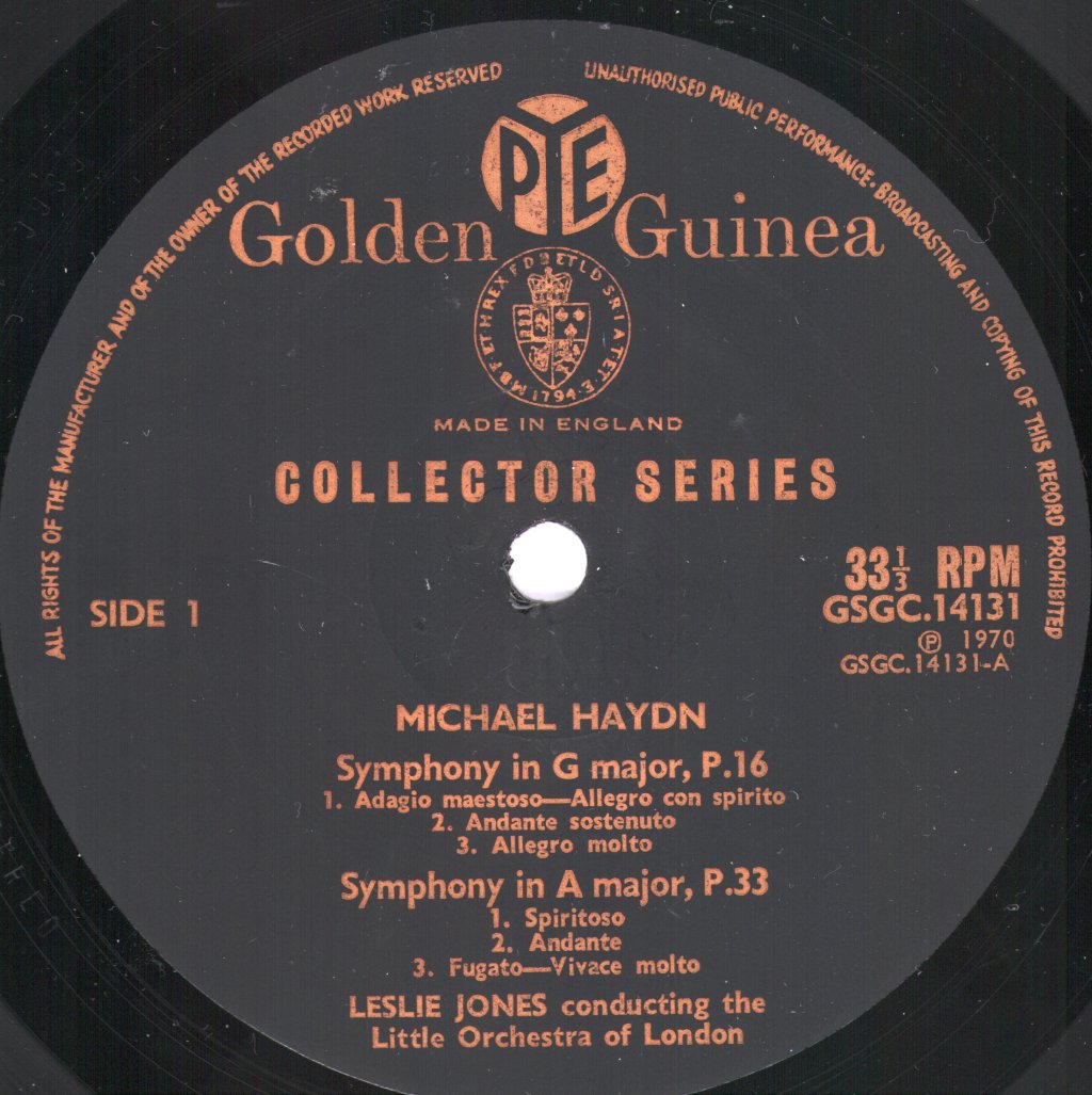Leslie Jones / Little Orchestra Of London - Michael Haydn - Symphony In G Major P.16 / Symphony In A Major P.33 - Lp