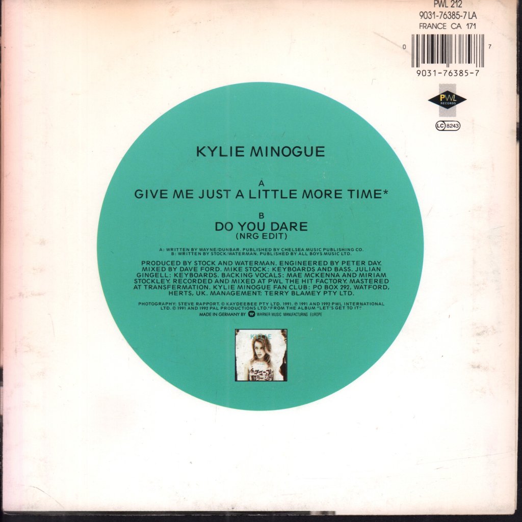 Kylie Minogue - Give Me Just A Little More Time - 7 Inch