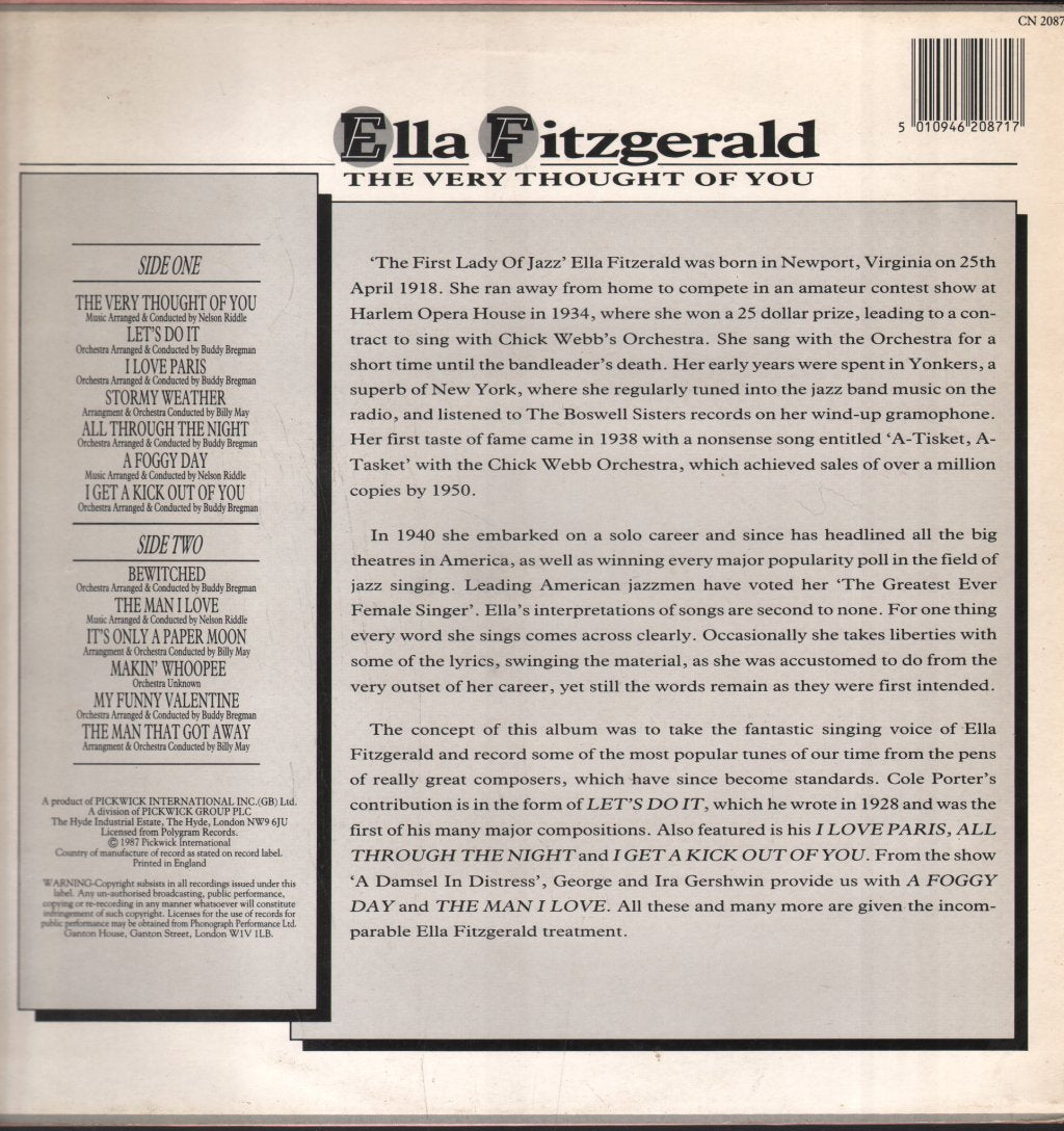 Ella Fitzgerald - Very Thought Of You - Lp