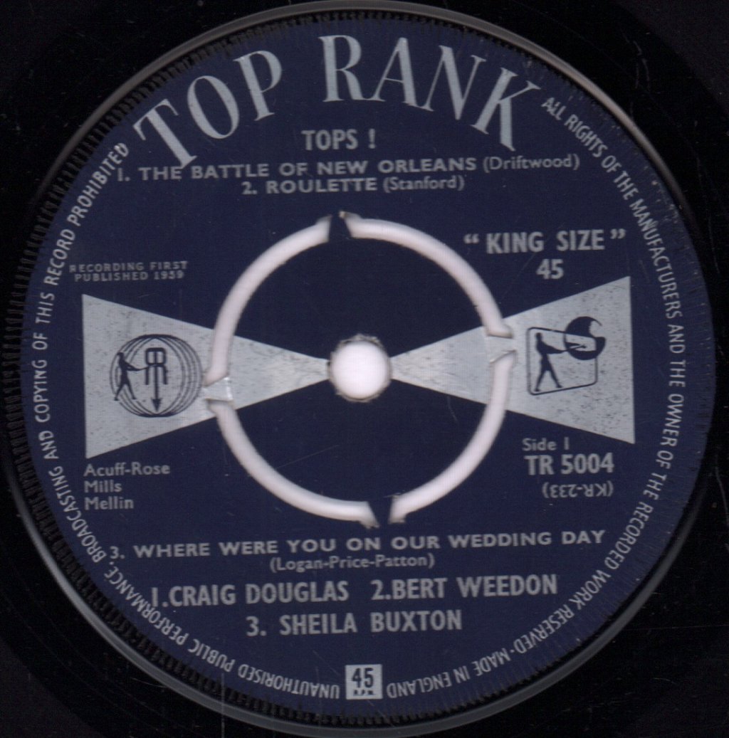 Bert Weedon, Sheila Buxton, Craig Douglas - Tops - 7 Inch