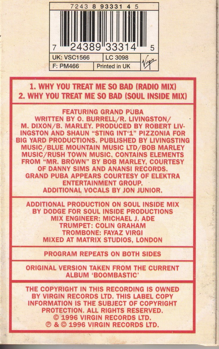 Shaggy - Why You Treat Me So Bad - Cassette