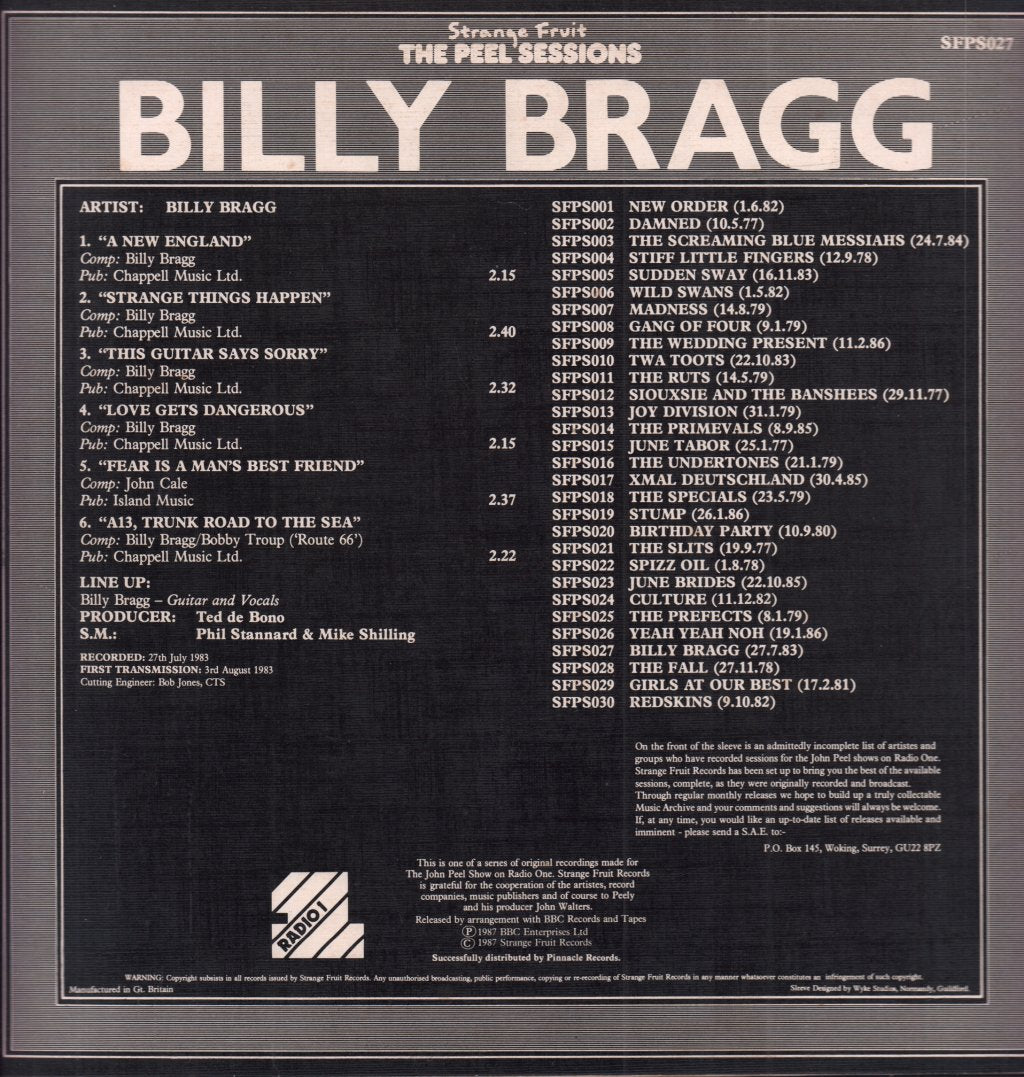 Billy Bragg - Peel Sessions - Lp
