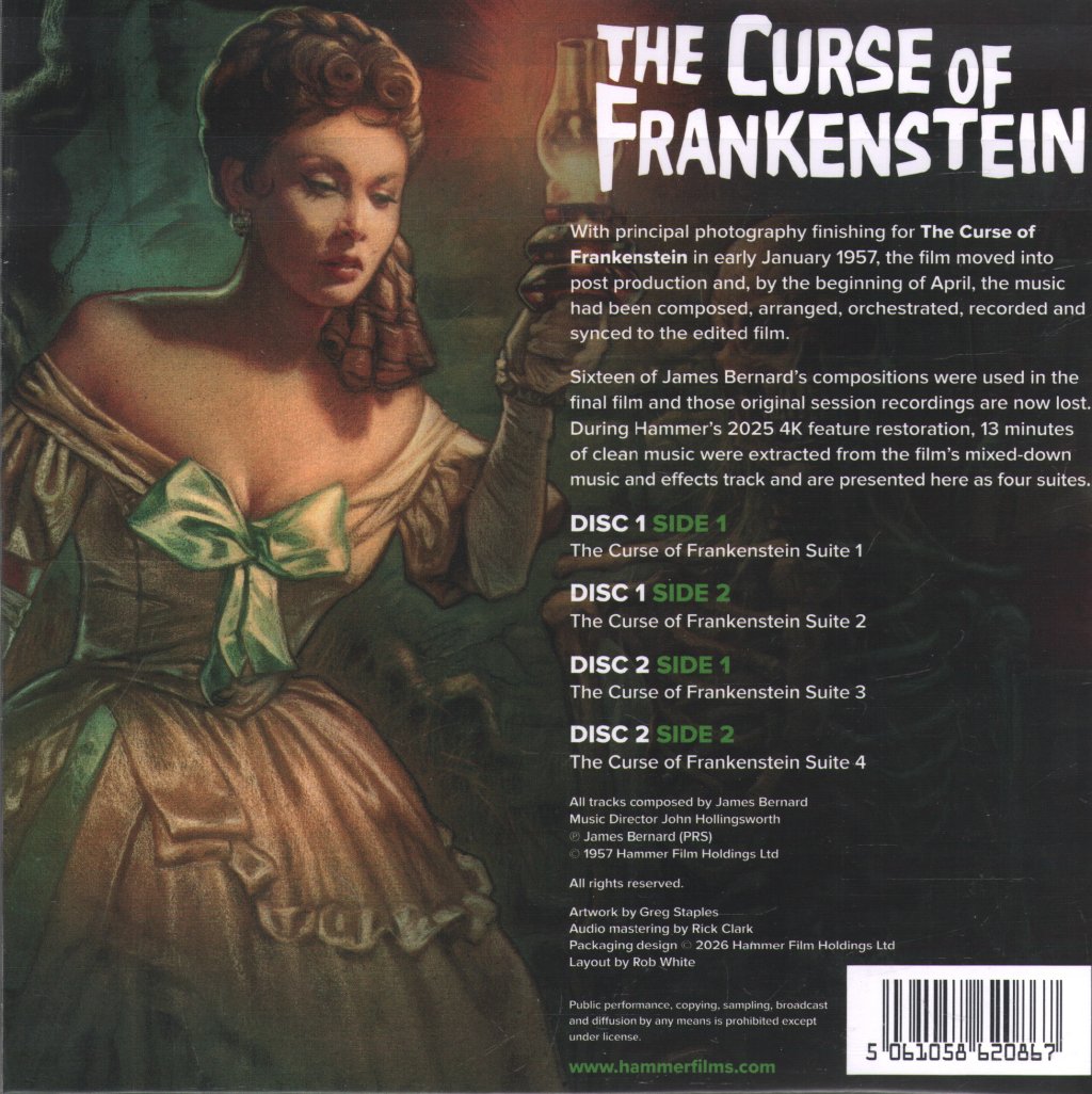 James Bernard - Curse of Frankenstein (Original Soundtrack Selections) - Double 7 Inch