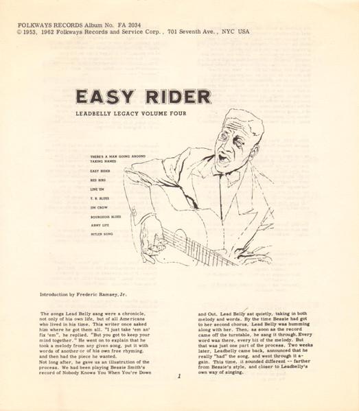 Leadbelly - Easy Rider (Leadbelly Legacy Volume Four) - Lp