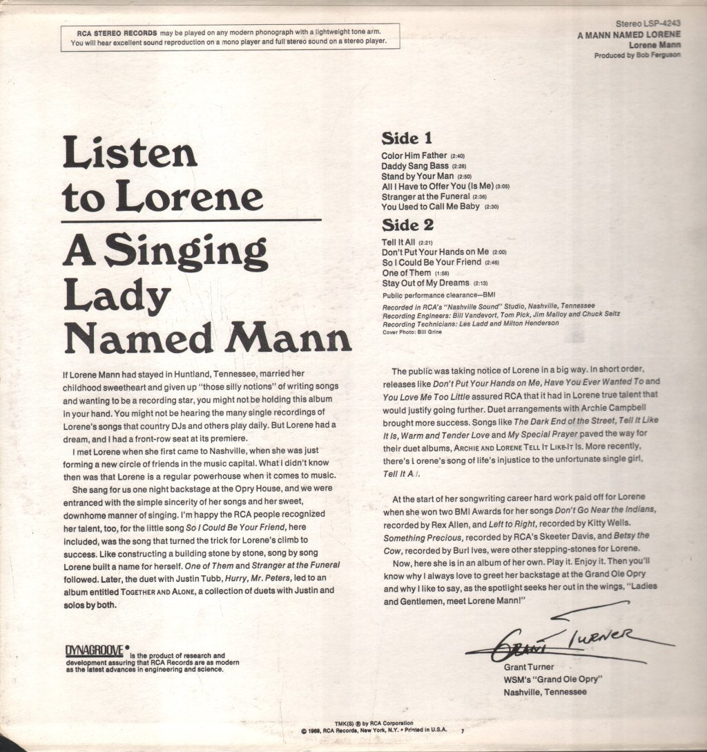 Lorene Mann - A Mann Named Lorene - Lp