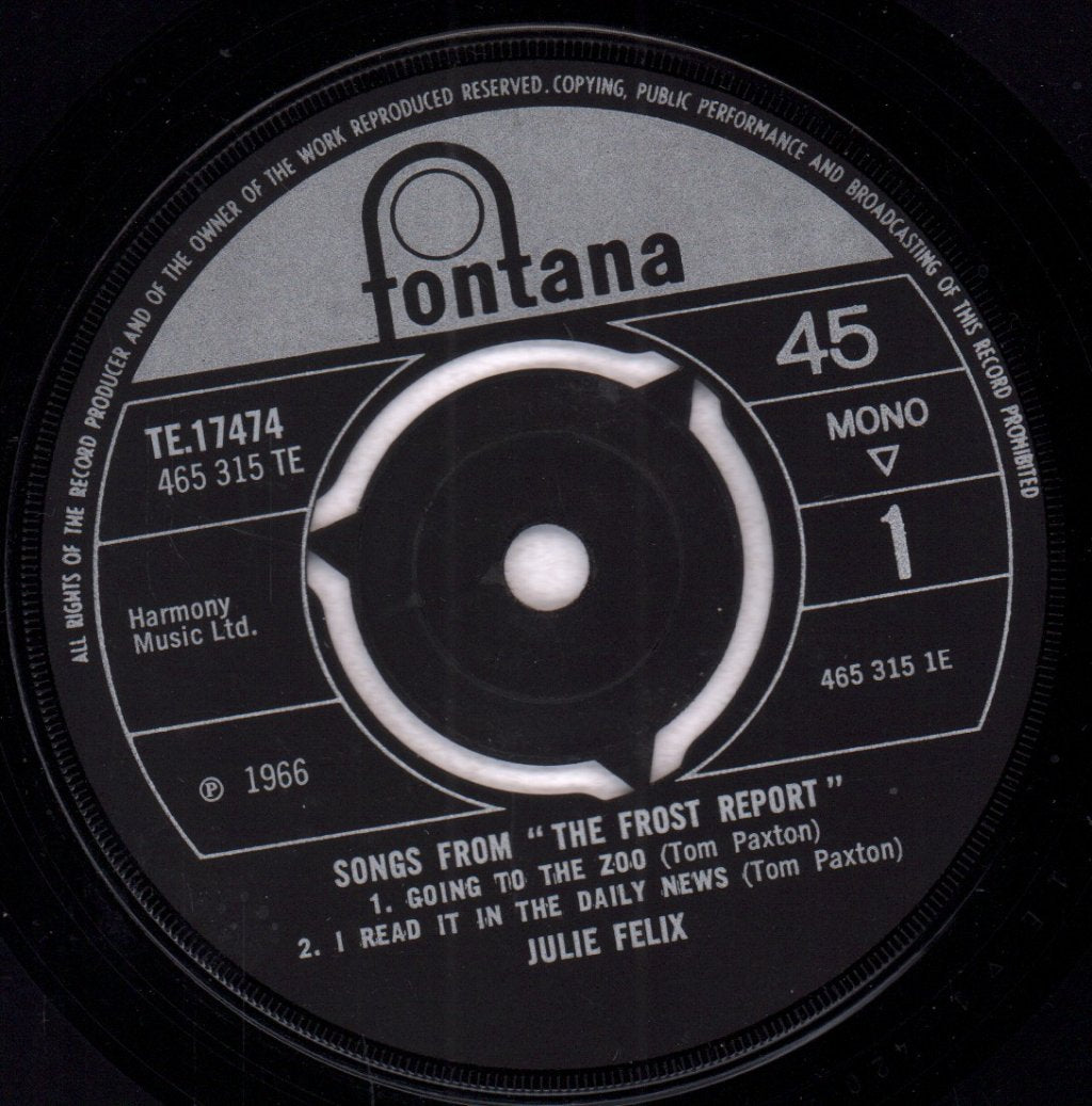 Julie Felix - Songs From The Frost Report - 7 Inch