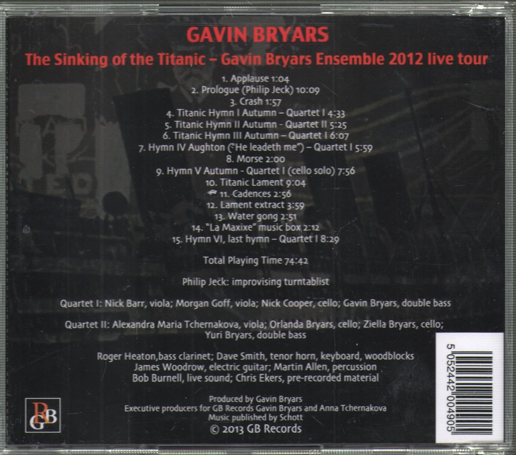 Gavin Bryars - Sinking Of The Titanic - Cd