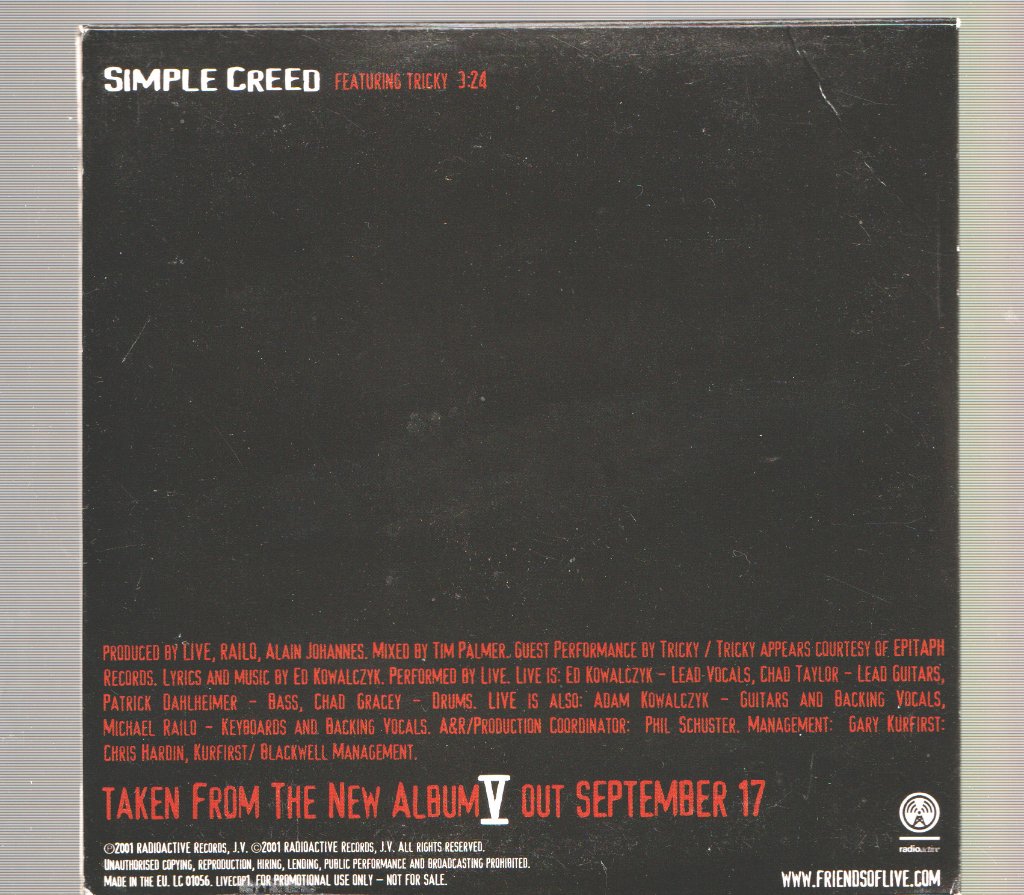 Live Featuring Tricky - Simple Creed - Cd
